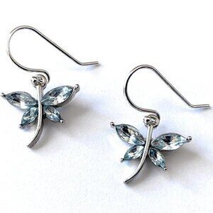 Dragonfly Earrings Sterling Silver Hypoallergenic Wires Aquamarine Womens